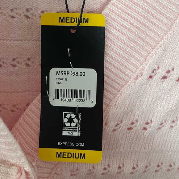 NWT Women’s Express $98 Pink Bow Cardigan, Medium - Picture 5 of 5